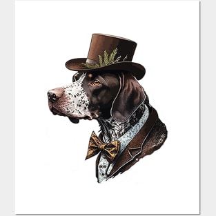 German shorthaired pointer with top hat Posters and Art